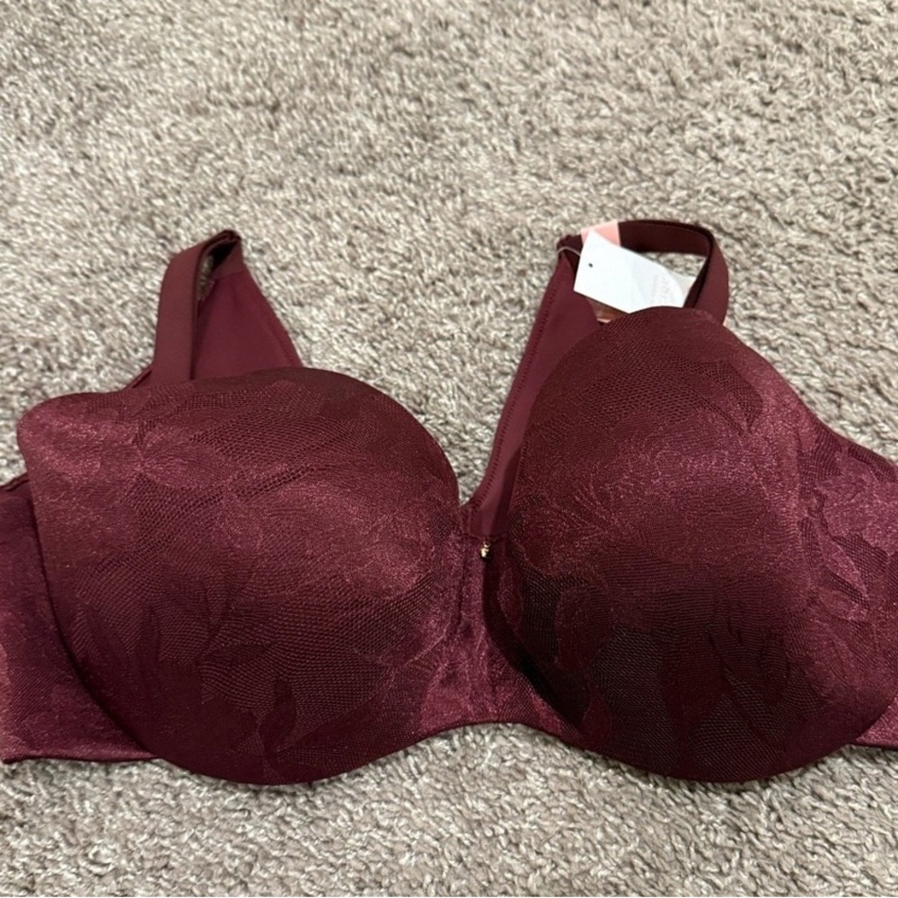 Luxurious Lace Underwire Bra - Deep Burgundy
